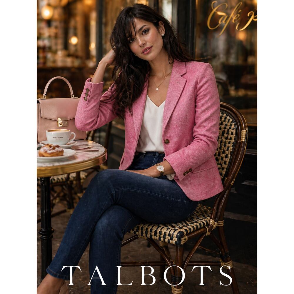 Talbots Aberdeen Pink Wool Blend Blazer Petite 4P Classic Preppy